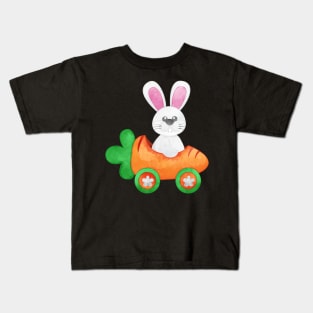 Watercolor Easter Bunny Carrot Car Kids T-Shirt